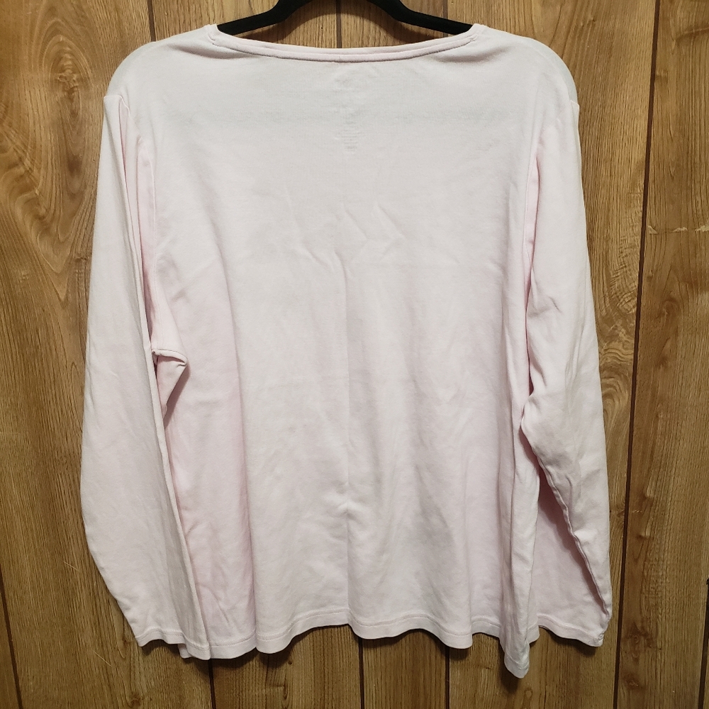 Pink 1X Long Sleeve Croft & Barrow The Classic Tee 100% Cotton - Picture 2 of 3